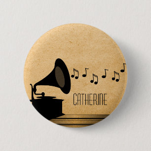 Ebony Vintage Gramophone Knopf Button