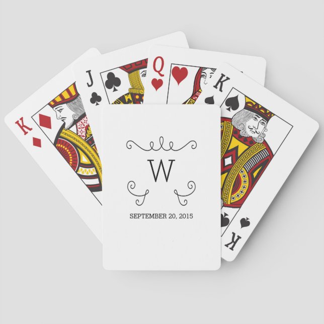 Ebony Whimsical Blühte Monogramm Playing Cards Spielkarten (Rückseite)