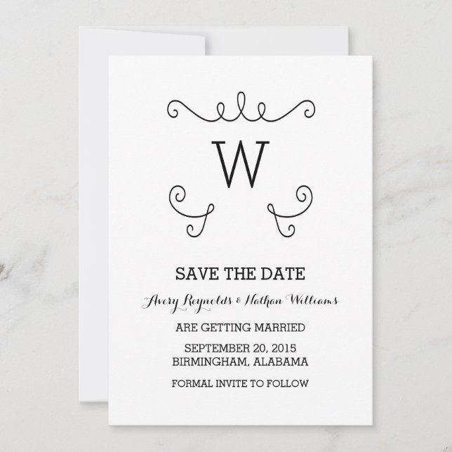 Ebony Whimsical Blühte Save the Date einladen Einladung (Vorderseite)