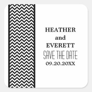 Ebony Zickzack Border Save the Date Stickers