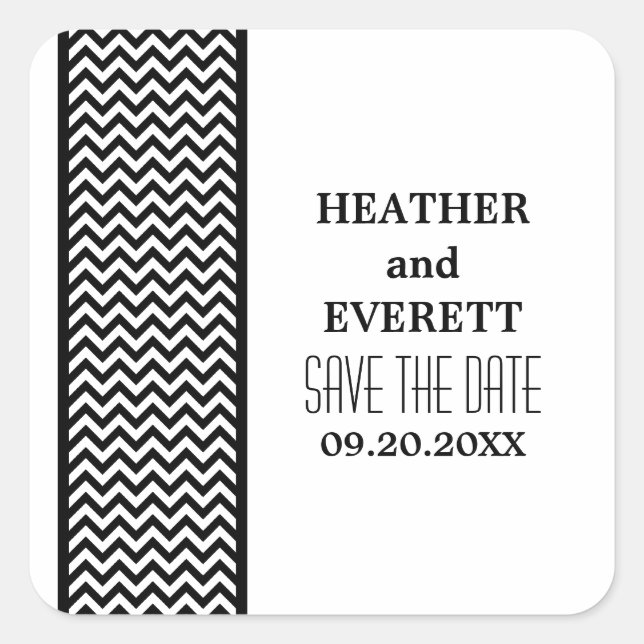 Ebony Zickzack Border Save the Date Stickers (Vorderseite)