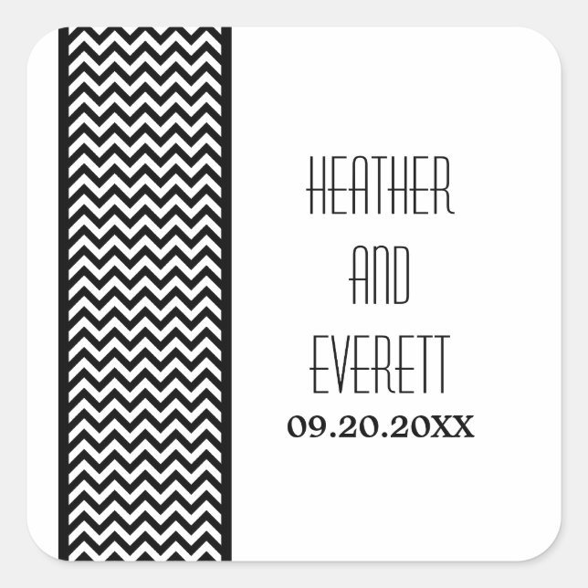 Ebony Zickzack Border Wedding Stickers (Vorderseite)