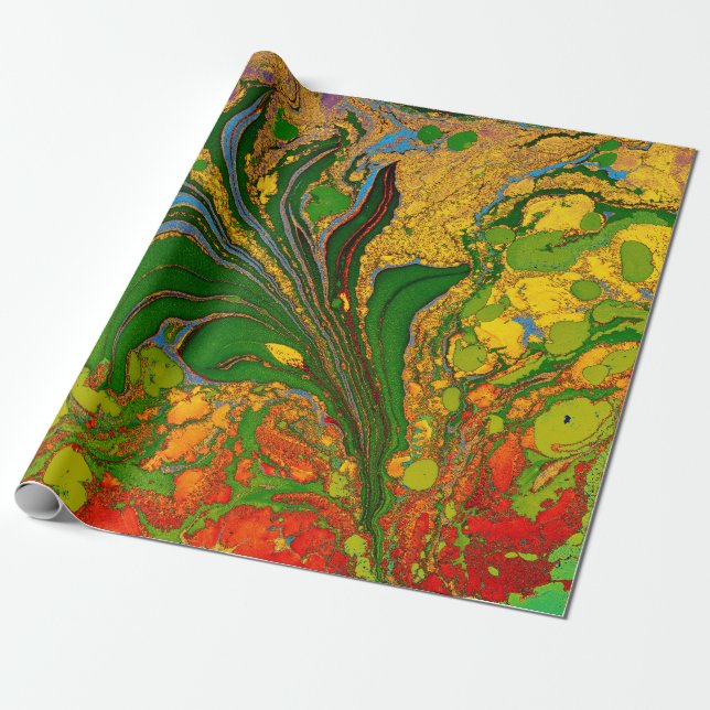 Ebru Marbling Floral Pattern Geschenkpapier (Ungerollt)