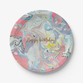 Ebru Pastel Abstract — Whimsical Paper Plates Pappteller