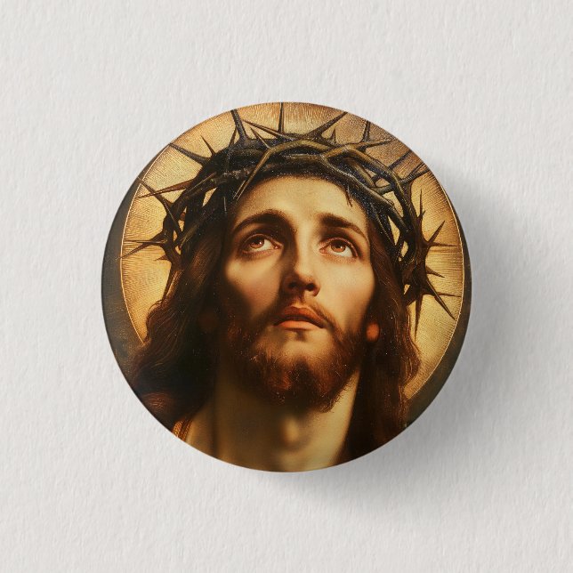 Ecce Homo | Jesus Christus mit Dornenkrone Button (Vorderseite)