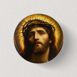 Ecce Homo Jesus Christus mit Dornenkrone Button