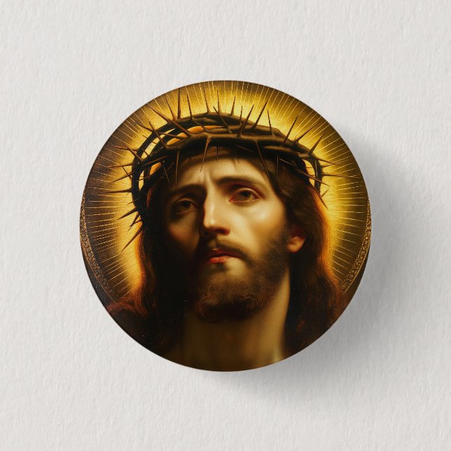 Ecce Homo | Jesus Christus mit Dornenkrone Button (Vorderseite)
