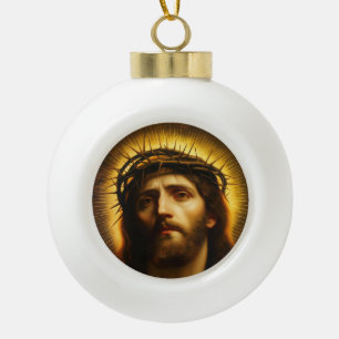Ecce Homo Jesus Christus mit Dornenkrone Keramik Kugel-Ornament