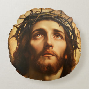 Ecce Homo   Jesus Christus mit Dornenkrone Rundes Kissen