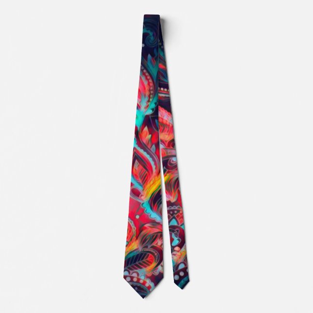 Eccentric Phoenix Satin Paisley Neck Tie Krawatte (Vorderseite)