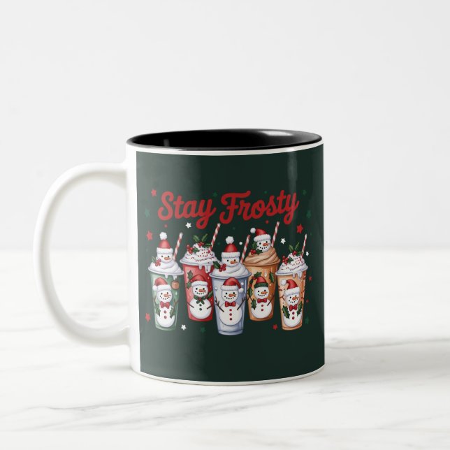 Eced Coffee Bleibe Frosty Christmas Snowman Xmas Zweifarbige Tasse (Links)