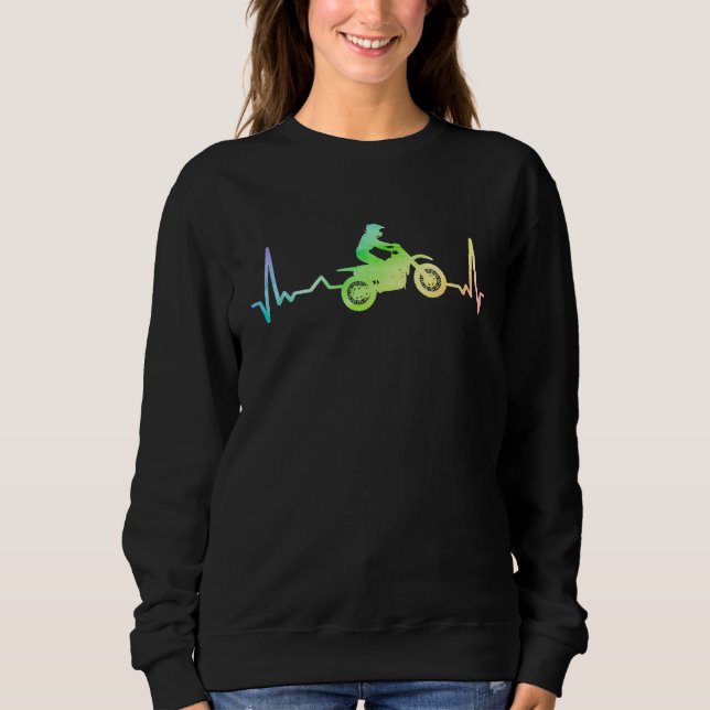 Ecg Heartbeat Dirt Biker Motorcycle Enduro Motocro Sweatshirt (Vorderseite)