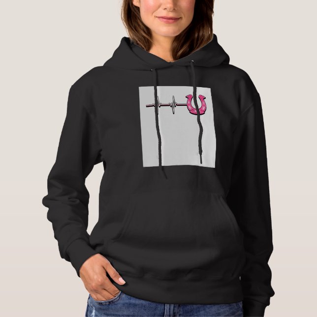 Ecg Heartbeat Graphic Horse Lover Equestrian Rider Hoodie (Vorderseite)