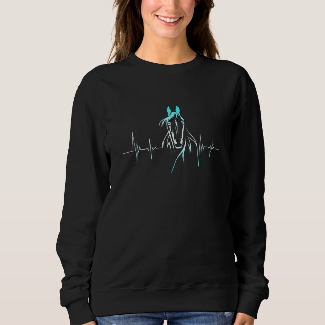 Ecg Heartbeat Graphic Horse Lover Equestrian Rider Sweatshirt (Vorderseite)