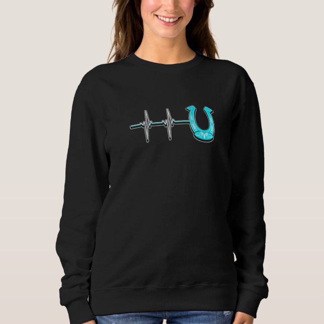 Ecg Heartbeat Graphic Horse Lover Equestrian Rider Sweatshirt (Vorderseite)