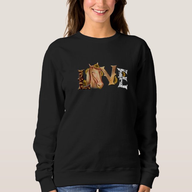 Ecg Heartbeat Graphic Horse Lover Equestrian Rider Sweatshirt (Vorderseite)