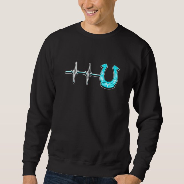 Ecg Heartbeat Graphic Horse Lover Equestrian Rider Sweatshirt (Vorderseite)