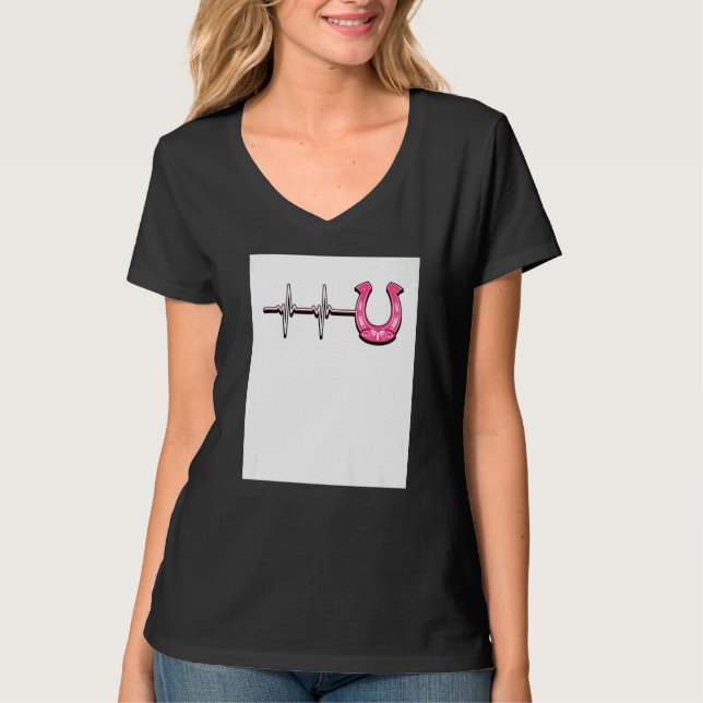 Ecg Heartbeat Graphic Horse Lover Equestrian Rider T-Shirt (Vorderseite)