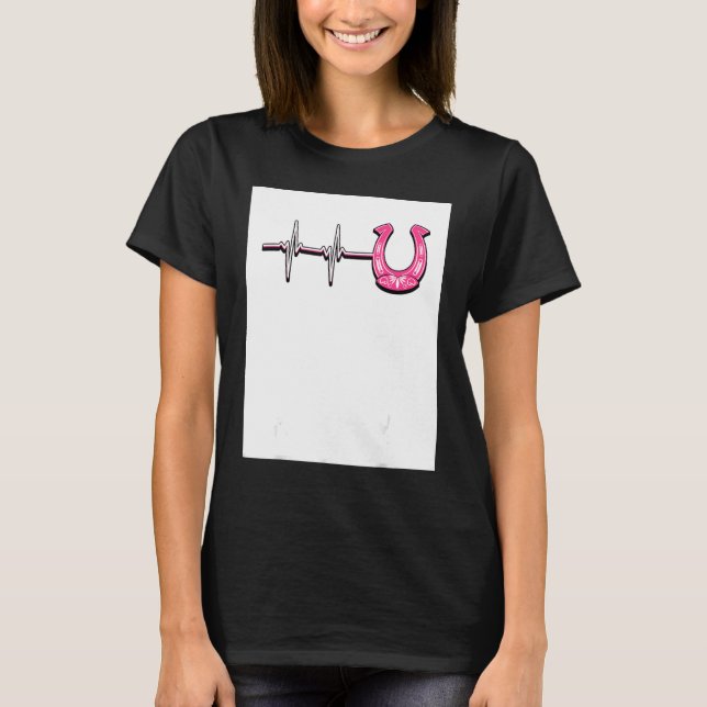 Ecg Heartbeat Graphic Horse Lover Equestrian Rider T-Shirt (Vorderseite)