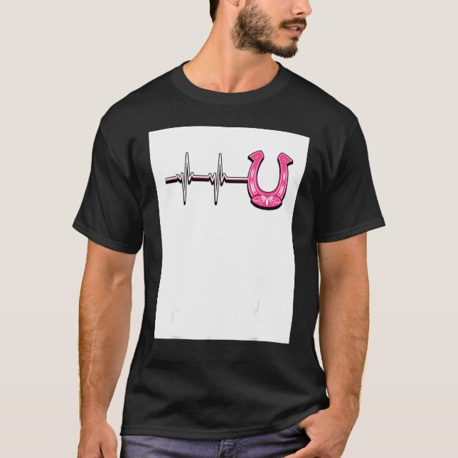 Ecg Heartbeat Graphic Horse Lover Equestrian Rider T-Shirt (Vorderseite)