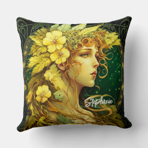 Echanted Yellow Flowers Forest Fairy Fantasy Kissen