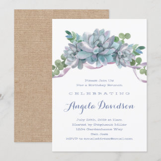 Echeveria Succulent Birthday Brunch Party Einladung