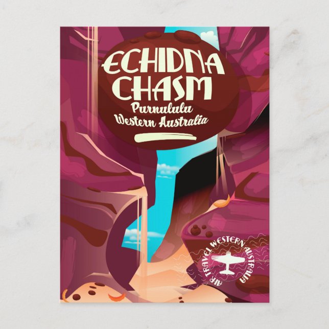 Echidna Chasm Cartoon Reiseplakat Postkarte (Vorderseite)