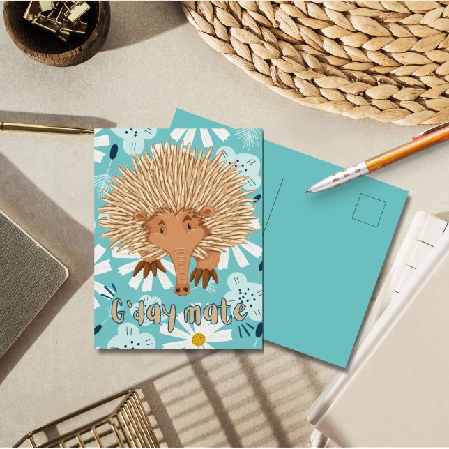 Echidna in Bloom Down Under Greetings Postkarte (Von Creator hochgeladen)