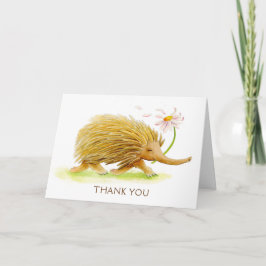 Echidna whimsy animal watercolor art card dankeskarte