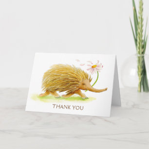 Echidna whimsy animal watercolor art card dankeskarte