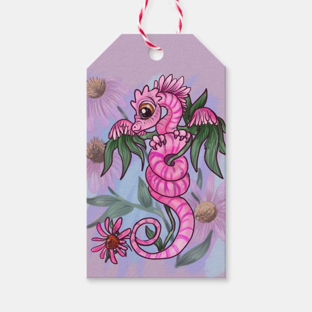 Echinacea Blume lil' Gartendragon Geschenkanhänger (Vorderseite)