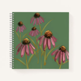 Echinacea Blume Notebook - Mutgrün und Rosa Notizbuch