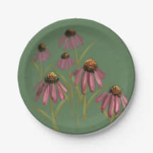 Echinacea Blume Plate - Rosa und grünes Party