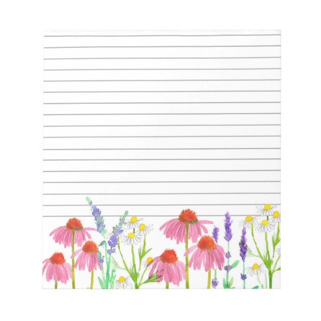 Echinacea Chamomile Lavender Herb Lined Notizblock (Vorderseite)