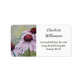Echinacea Daisy Blume in Aquarelladresse Adressaufkleber