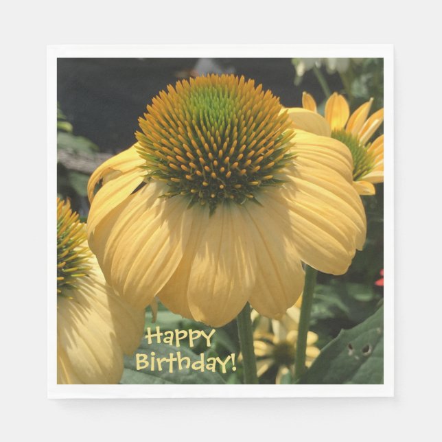 Echinacea Happy Birthday Serviette (Vorderseite)