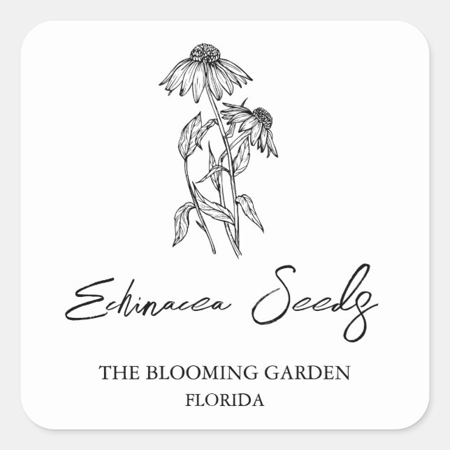 Echinacea-Saatschild Quadratischer Aufkleber (Vorderseite)
