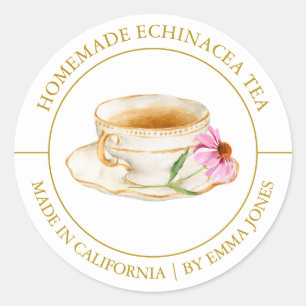 Echinacea Tea Modern Label Runder Aufkleber