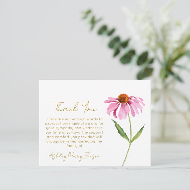Echinacea | Trauer-Dankeskarten  Dankeskarte (Stehend Vorderseite)