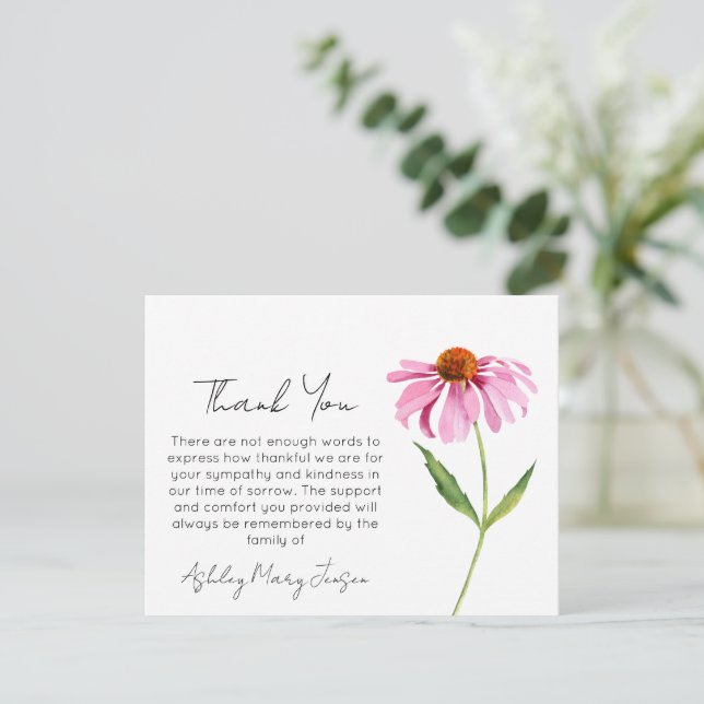 Echinacea | Trauer-Dankeskarten  Dankeskarte (Stehend Vorderseite)