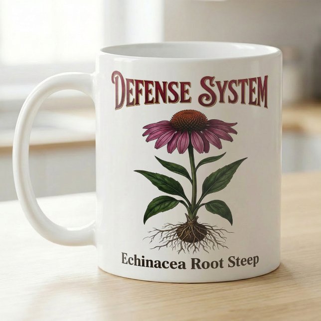 Echinacea-Wurzel-Tee Botanischer Druck Kaffeetasse (Von Creator hochgeladen)