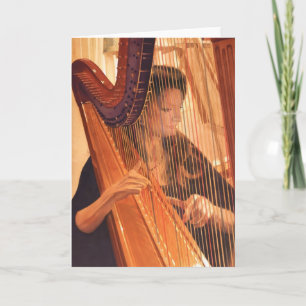 "Echo der Engel" Harp Player Wasserfarbe Karte