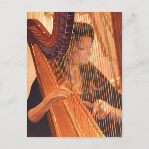 "Echo der Engel" Harp Player Wasserfarbe Postkarte