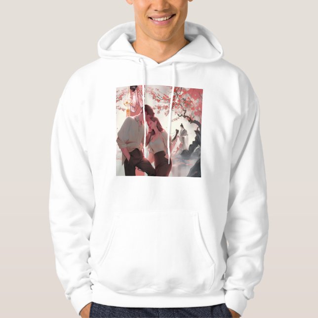 Echo des Schicksals: Ewige Liebe unter Kirschblüte Hoodie (Vorderseite)