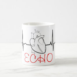 Echo-Kaffee-Tasse mit EKG und realistischem Herzen Kaffeetasse