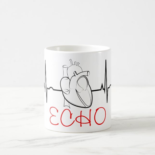 Echo-Kaffee-Tasse mit EKG und realistischem Herzen Kaffeetasse (Mittel)