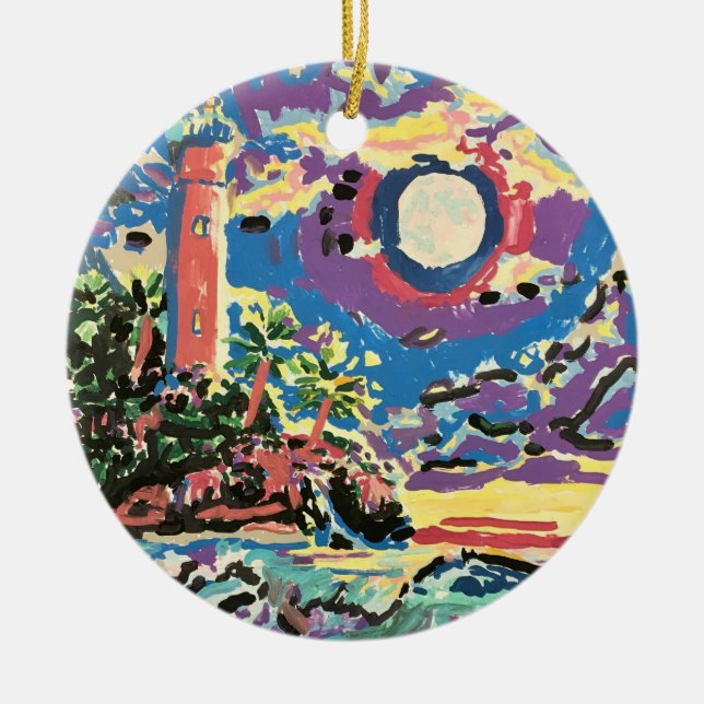 ECHO-Leuchtturm und Logo-Ornament Keramik Ornament (Vorne)