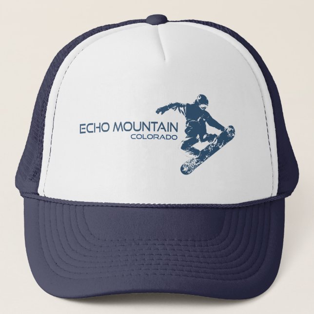 Echo Mountain Colorado Snowboarder Truckerkappe (Vorderseite)