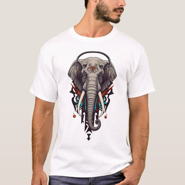 Echo of Giants – Abstract Elephant in Sound T-Shirt (Vorderseite)