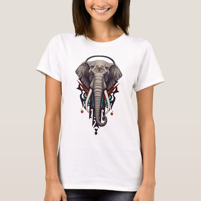 Echo of Giants – Abstract Elephant in Sound T-Shirt (Vorderseite)